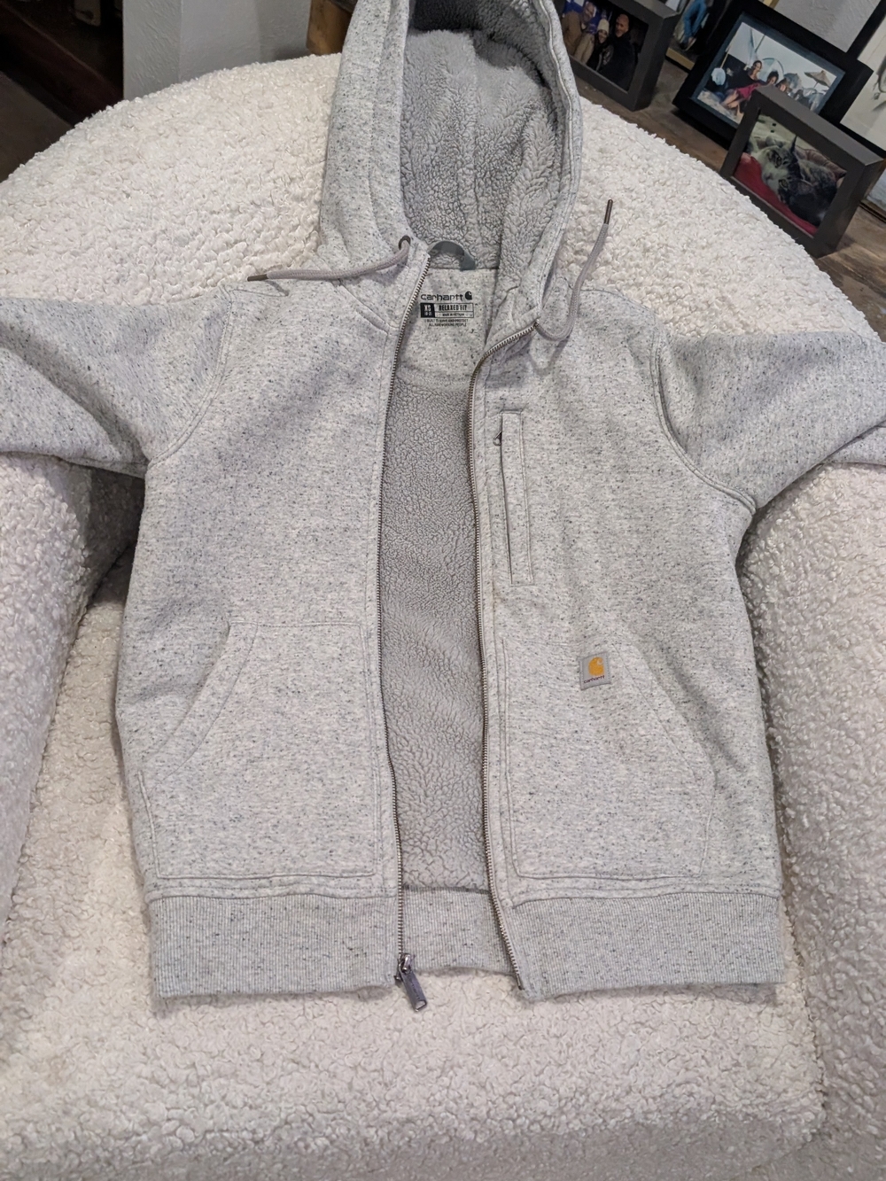 Carhartt Boys Hooded Sherpa-Lined Jacket in Heather Gray